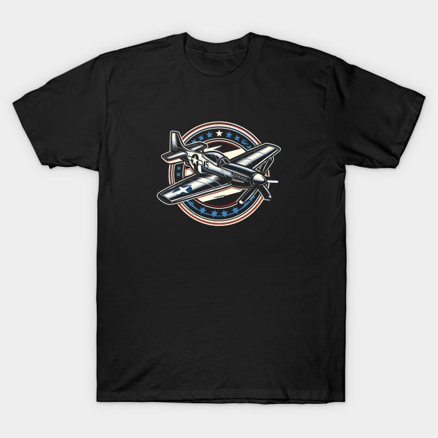 Legendary P-51 Mustang Fighter Aircraft Art T-Shirt by BattlegroundGuide.com